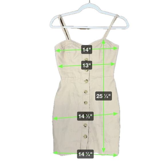 Aritzia Wilfred Ducharme Linen Mini Dress Women's 2 Tan Button Front Lightweight - Picture 4 of 9